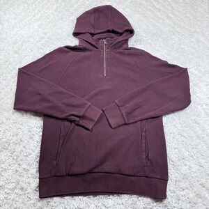 Banana Republic Hoodie Mens M Burgundy Ottoman Half Zip Pullover Capsule Casual